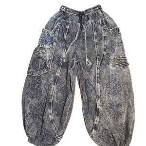 Ark Imports shasta Harem Pants S/M Tie Dye Sun Swirl Print Made in Nepal Cotton
